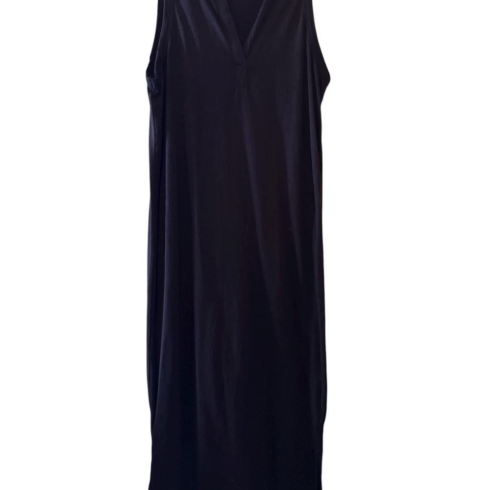 GAP Dress Womens Black Sz Medium Sleeveless VNeck Cotton Blend Maxi